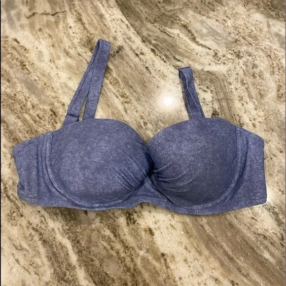 American Eagle Padded Blue Jean Wide Strap Bikini Top - Picture 1 of 3